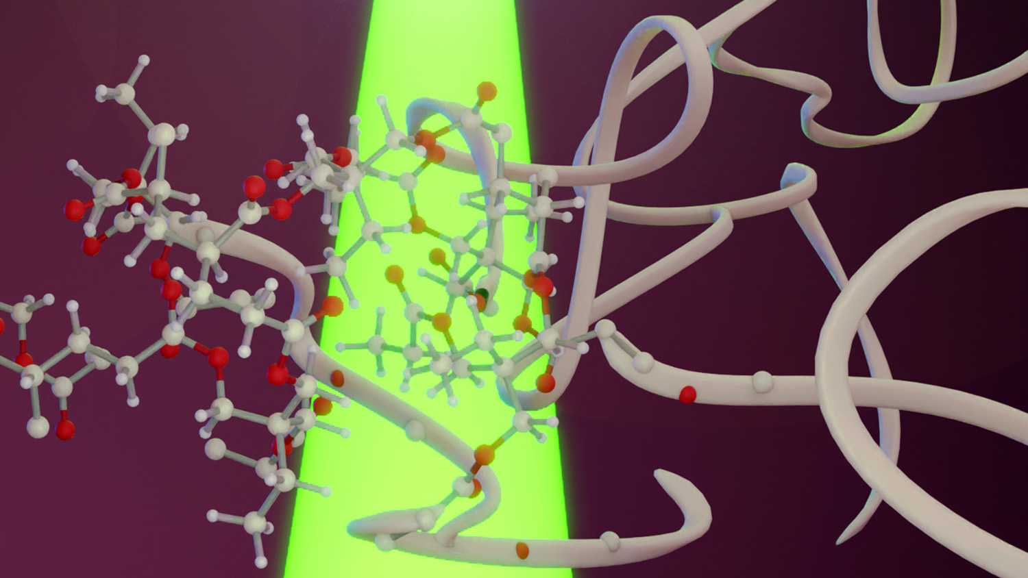 Researchers demonstrate a way to use low-energy, visible light to produce polymer gel objects from pure monomer solutions illustration
