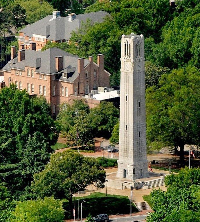 NC State Belltower aerial shot
