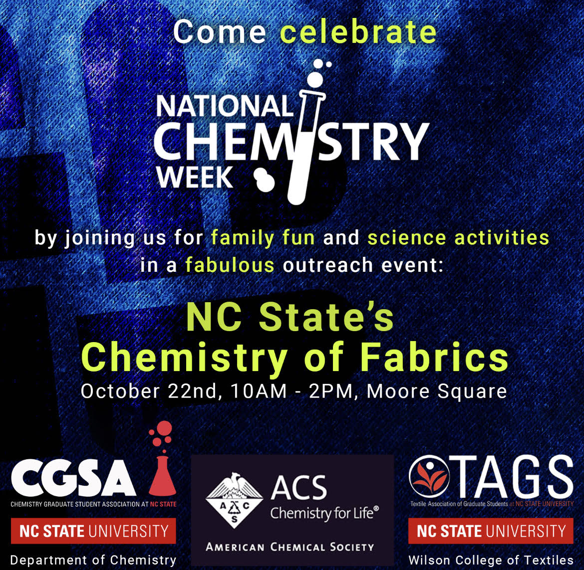 2022 Chemistry of Fabrics Banner to celebrate 2022 National Chemistry Week