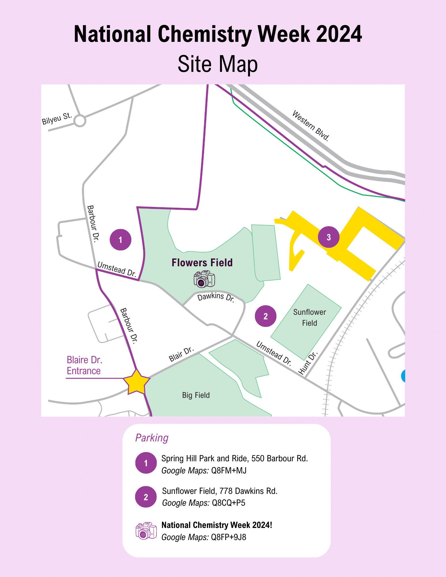 parking map for national chemistry week